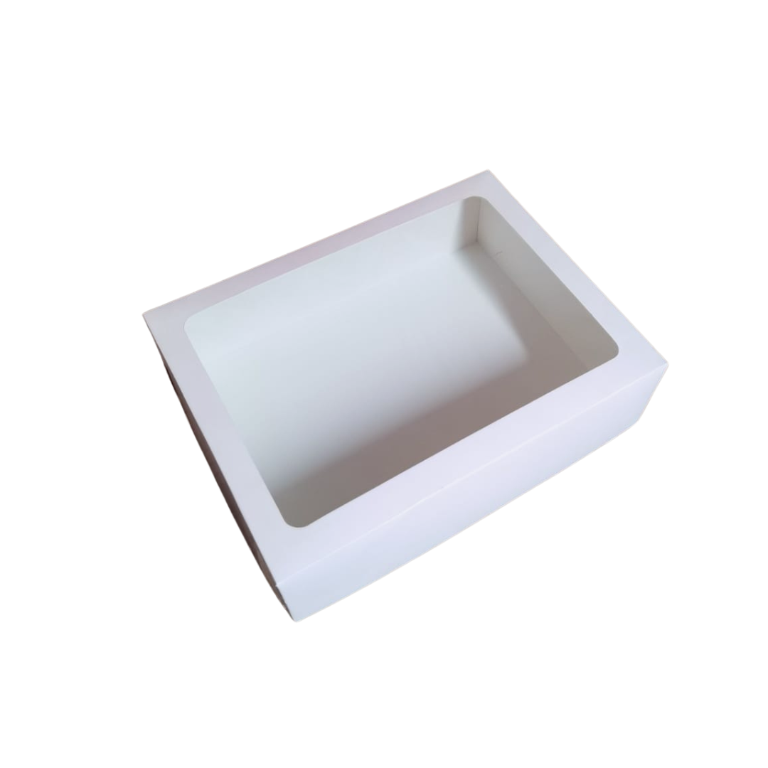 CAJA BLANCA CON VENTANA 28X21X8 CMS