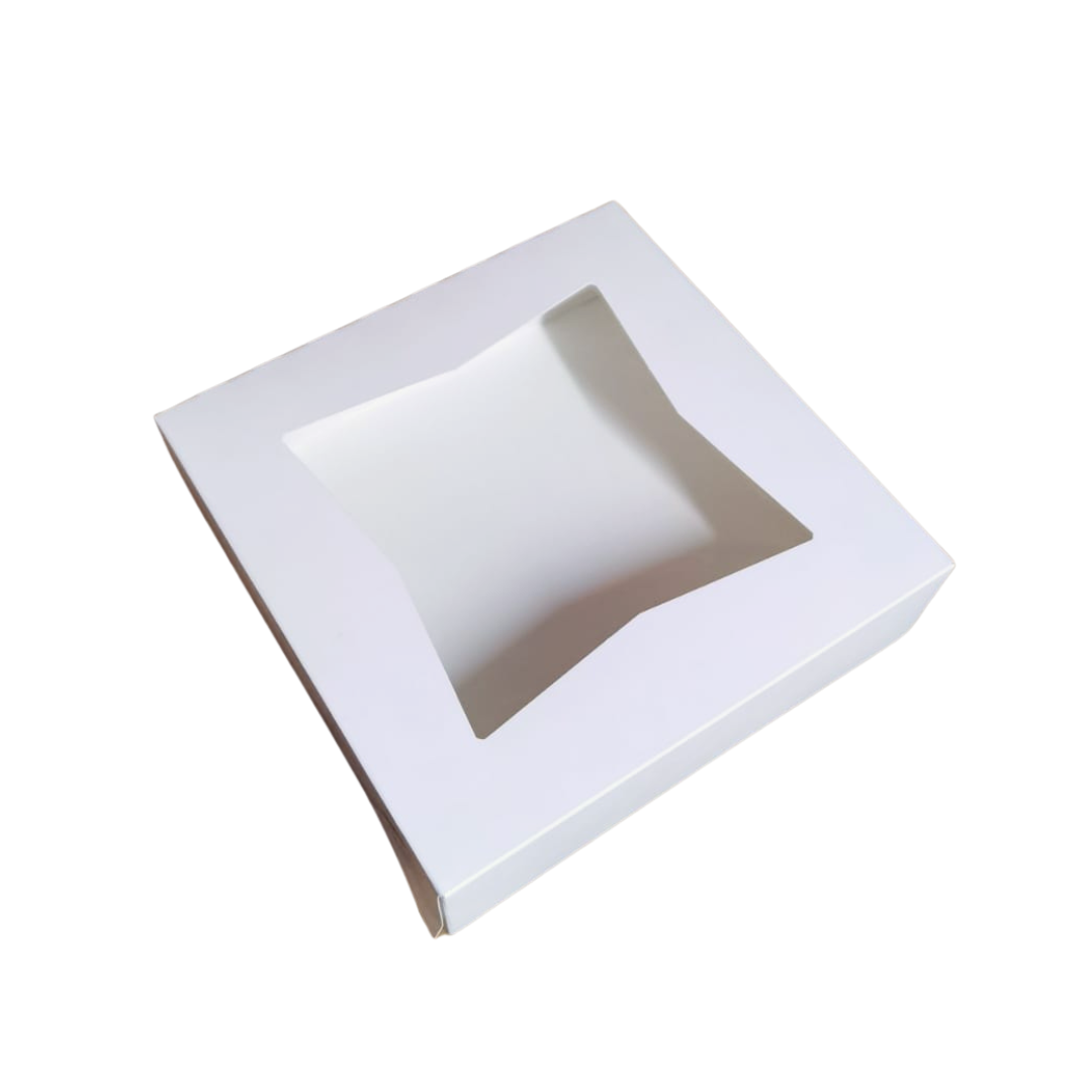 CAJA BLANCA CON VENTANA CRUZADA 23X23X6 CMS