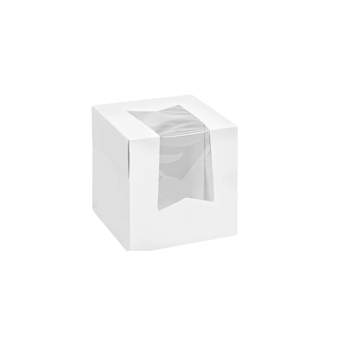 CAJA CUPCAKE 1 PZ BLANCA Ventana Cruzada 10X10X10 CMS