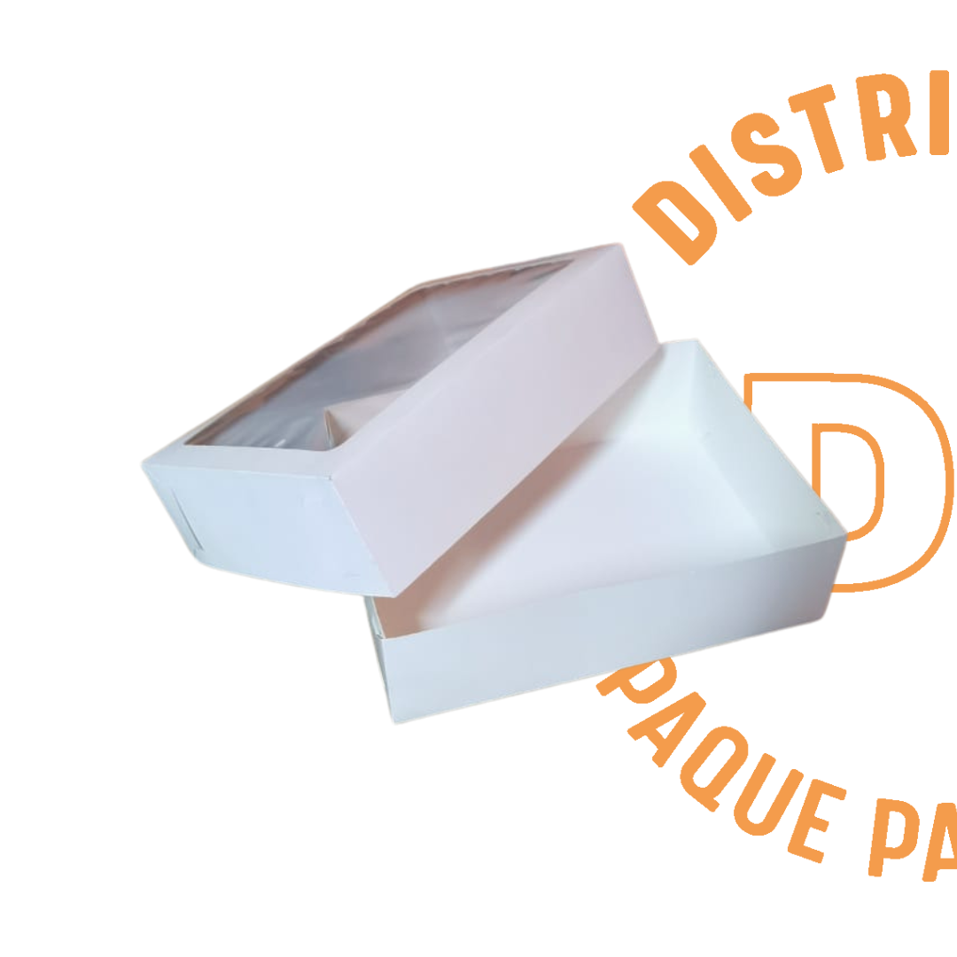 CAJA BLANCA CON VENTANA 28X21X8 CMS