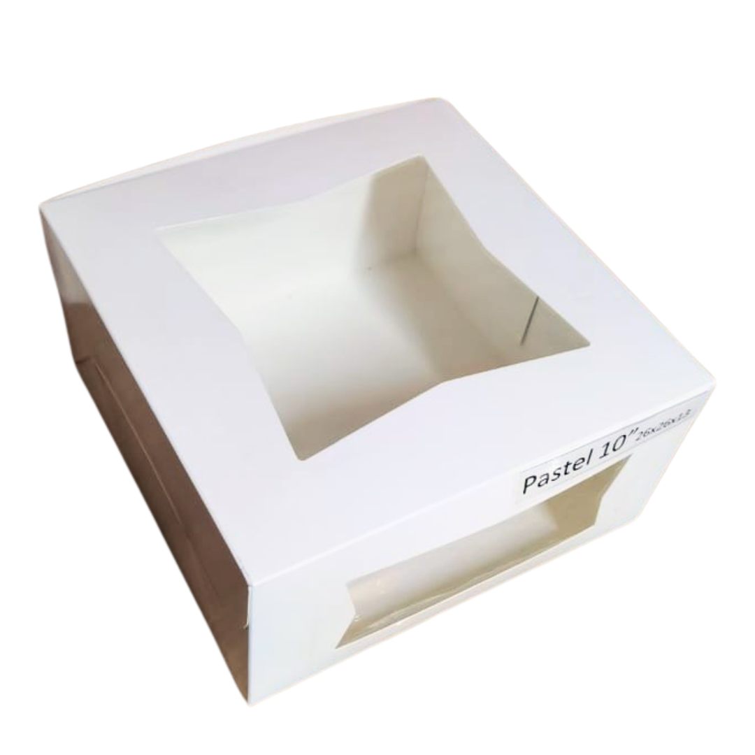 CAJA PARA PASTEL DOBLE VENTANA CRUZADA 10" 26X26X13 CMS