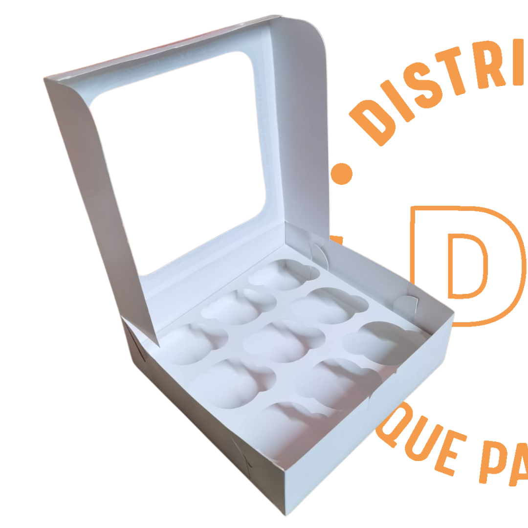 CAJA CUPCAKE 9 PZS BLANCA 24X24X8 CMS