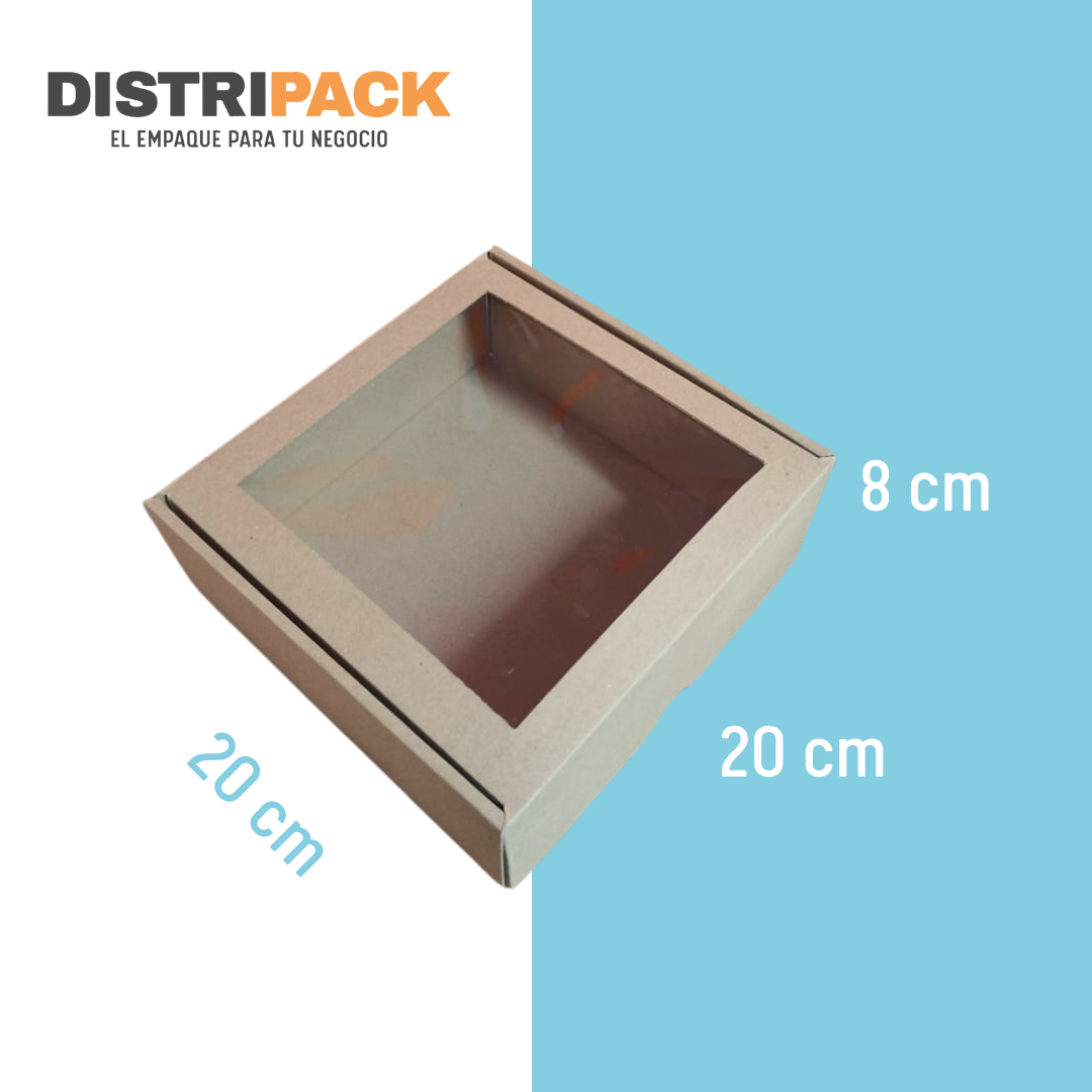 CAJA ENVÍO KRAFT CON VENTANA 20X20X8 CMS