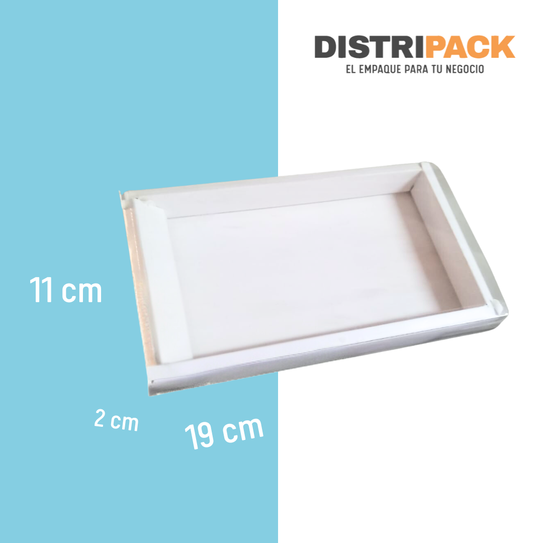 CAJA BLANCA TAPA TRANSPARENTE (19X11X2)