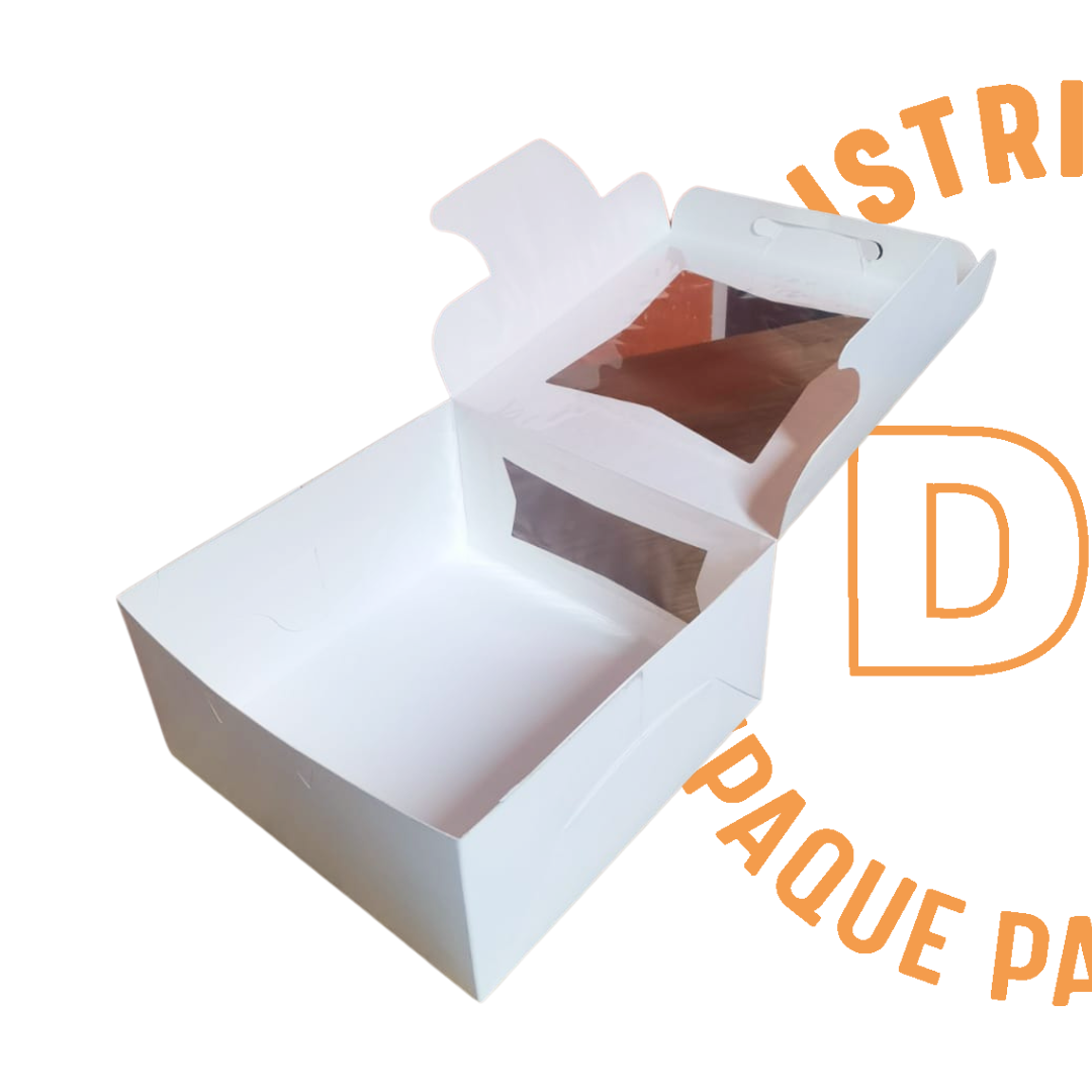 CAJA PARA PASTEL DOBLE VENTANA CRUZADA 10" 26X26X13 CMS