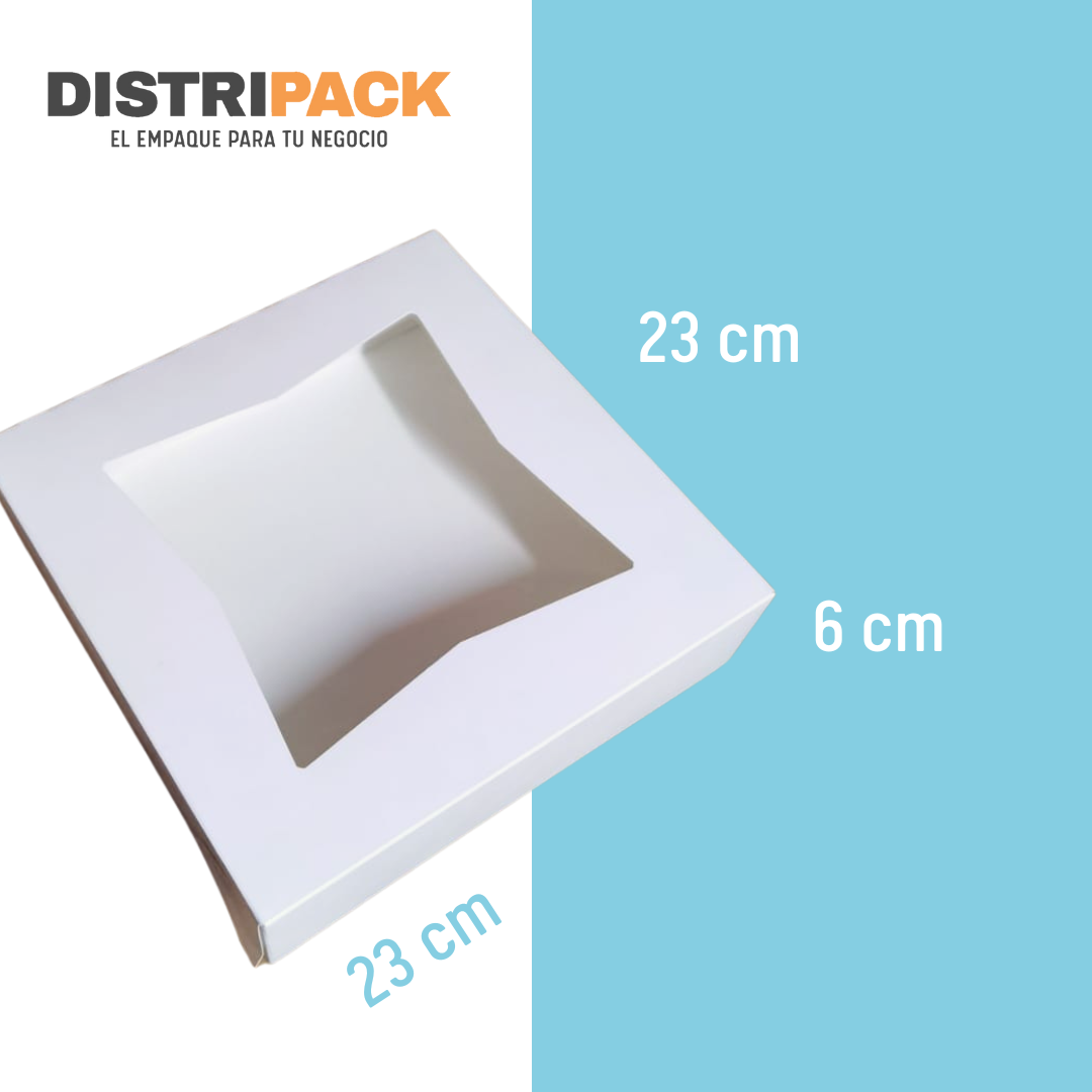 CAJA BLANCA CON VENTANA CRUZADA 23X23X6 CMS