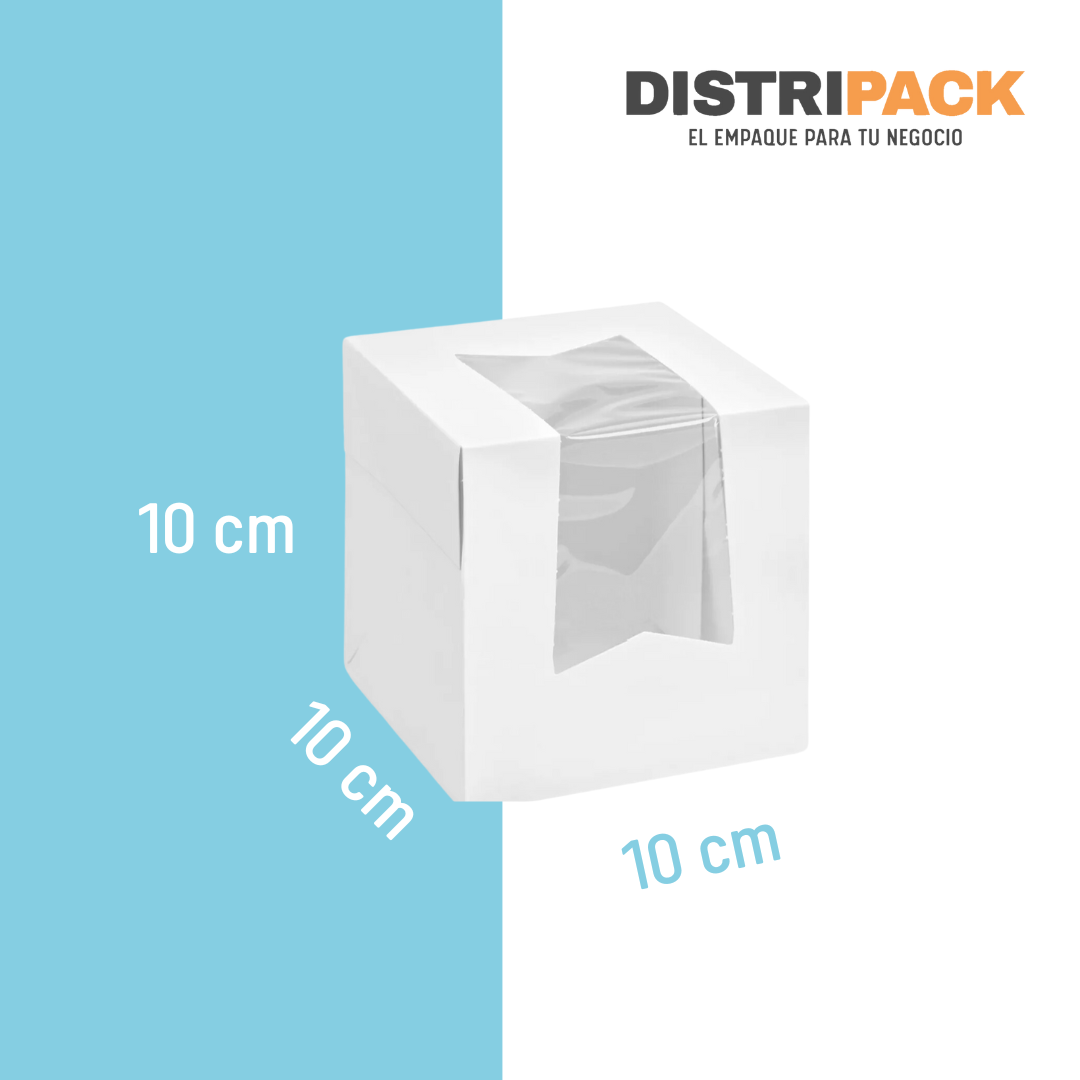 CAJA CUPCAKE 1 PZ BLANCA Ventana Cruzada 10X10X10 CMS