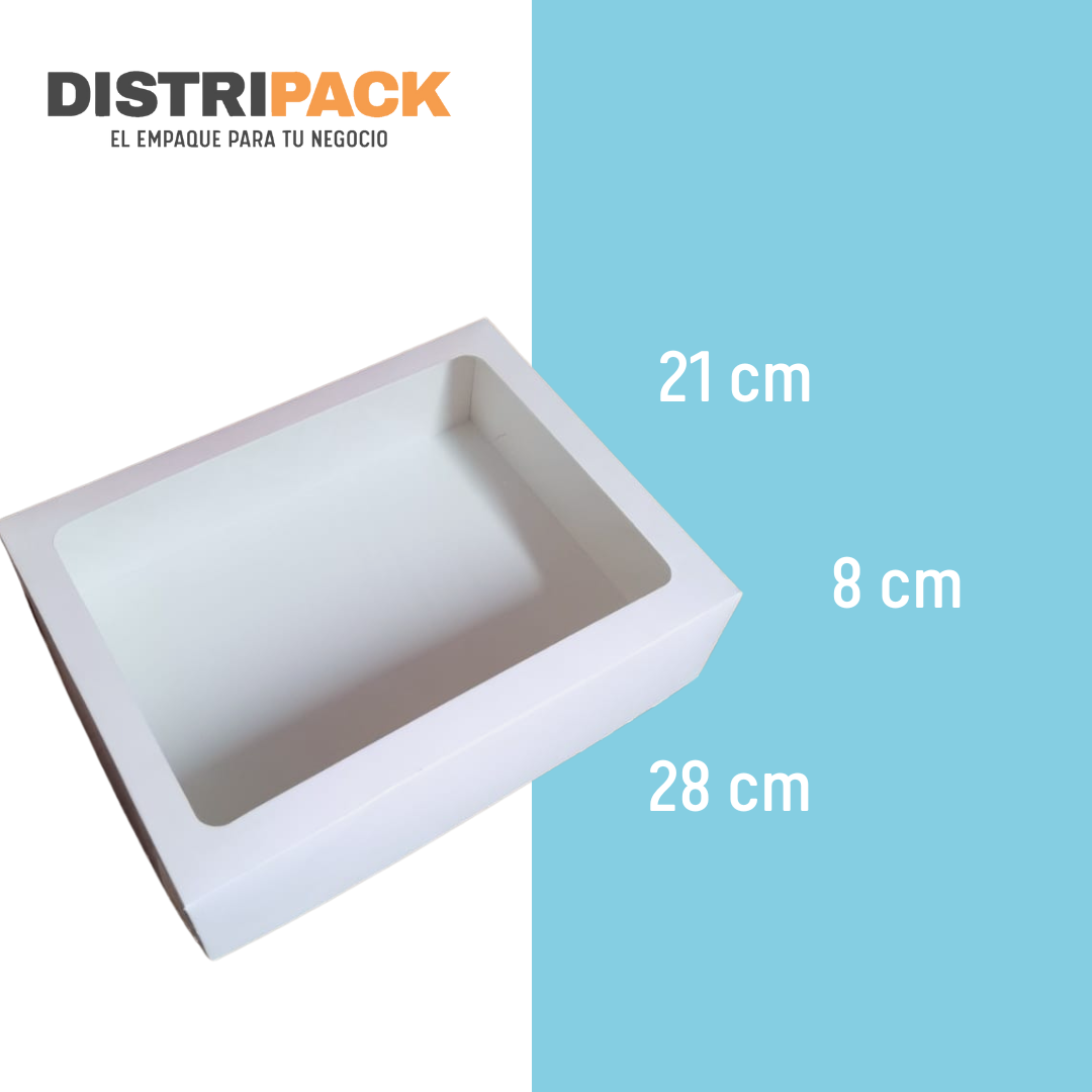 CAJA BLANCA CON VENTANA 28X21X8 CMS