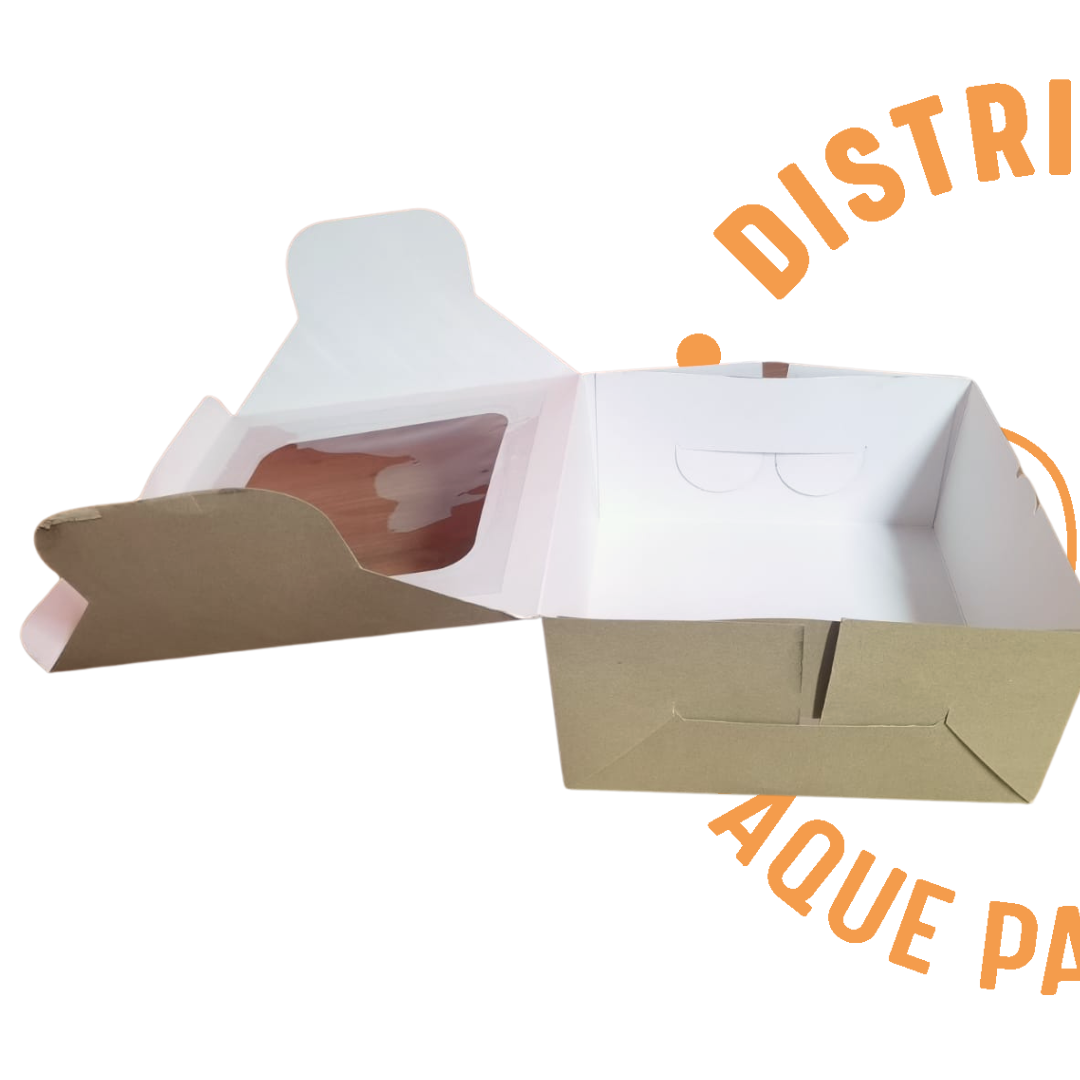 CAJA PARA PASTEL CON VENTANA 10" 26X26X13 CMS