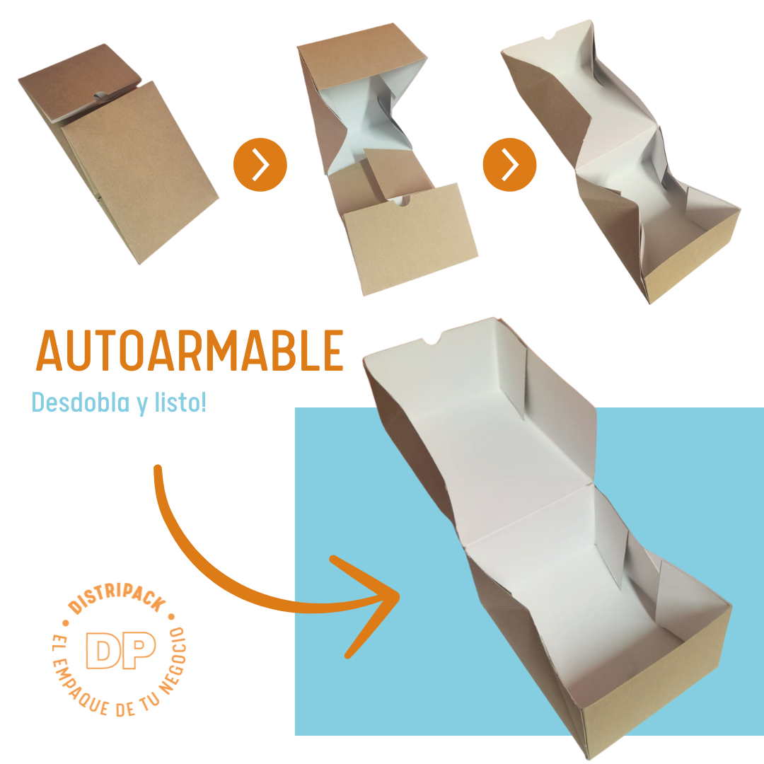 CAJA CUPCAKE 4 PZ KRAFT Autoarmable 16X16X8 CMS