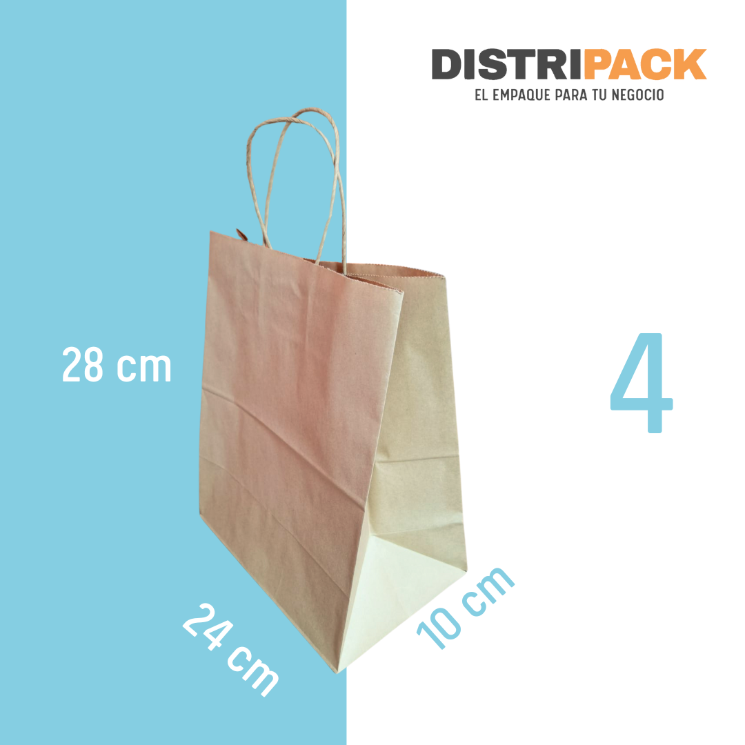 Bolsa Kraft con Asa #4 (24x10x28)