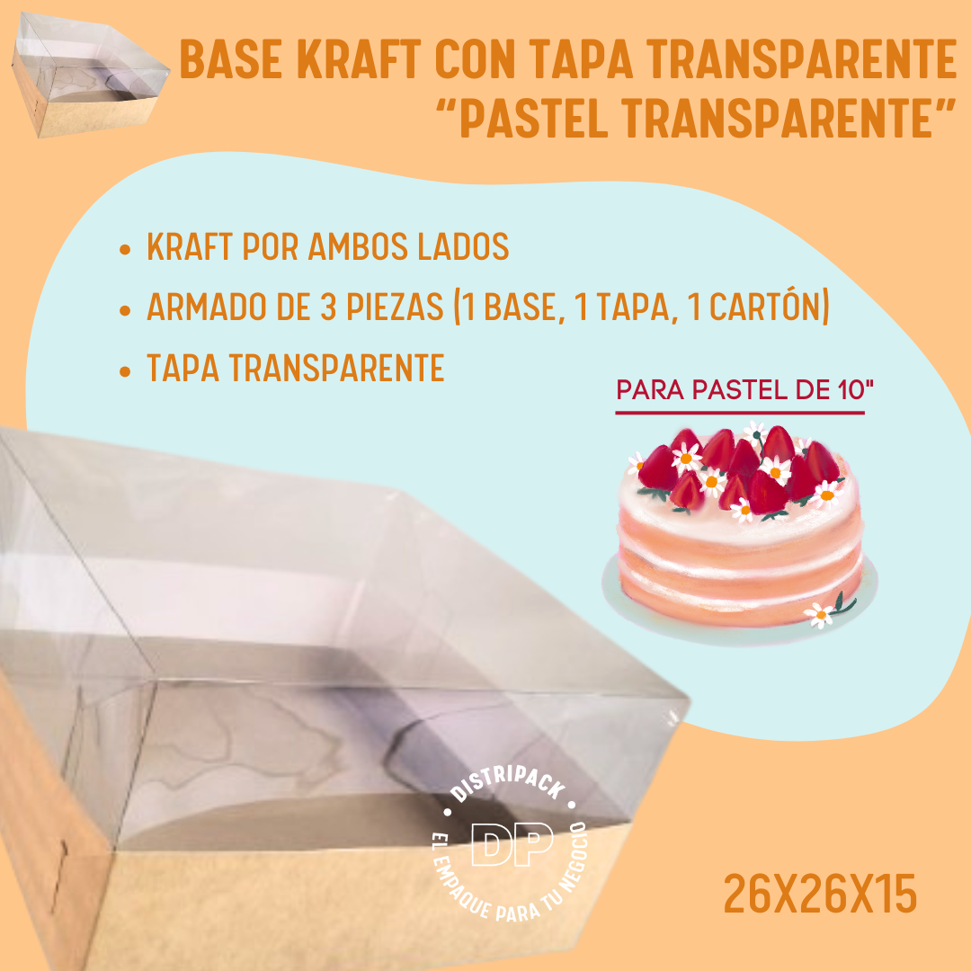 CAJA TAPA TRANSPARENTE 26X26X15 CMS