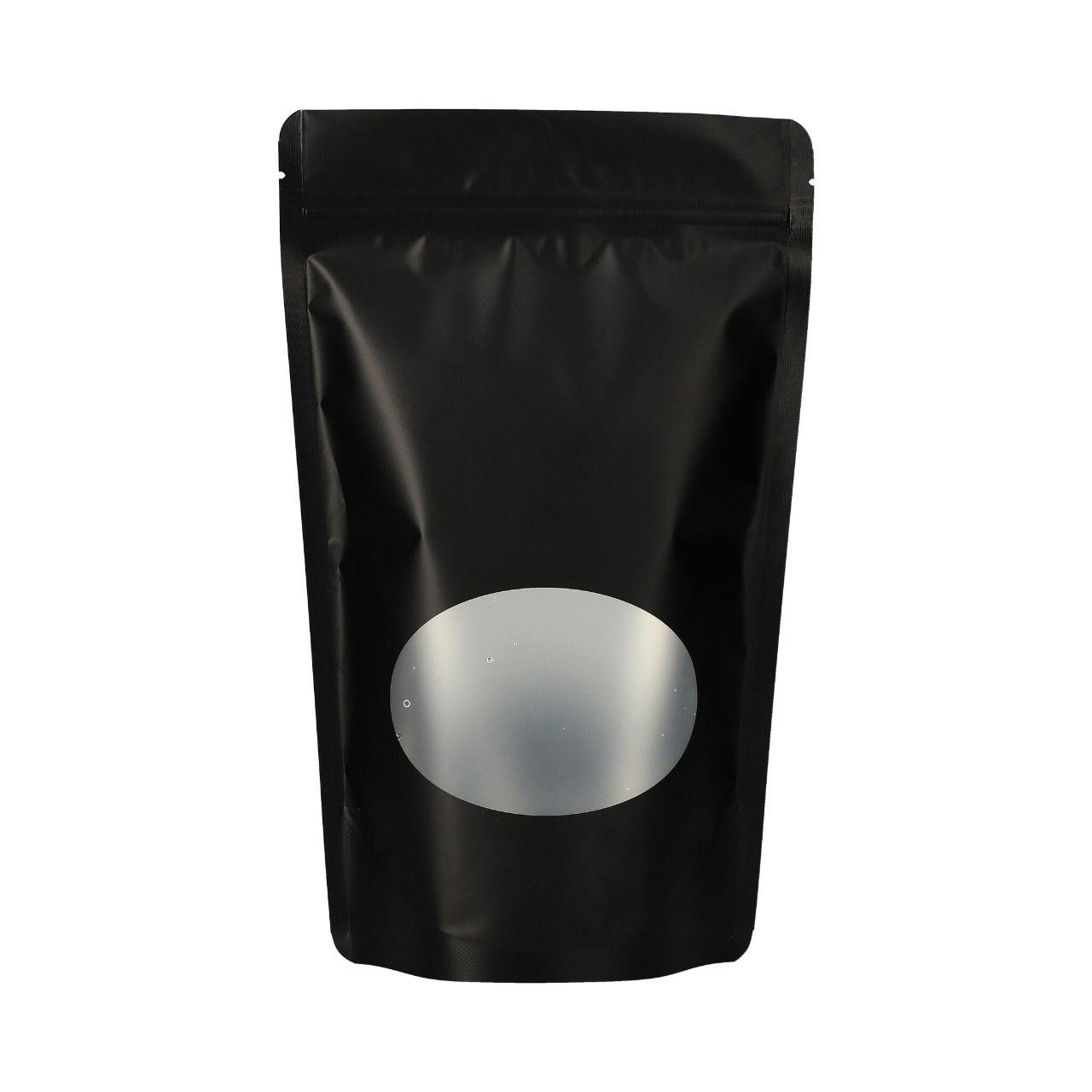 BOLSA STANDUP NEGRA CON VENTANA CIRCULAR