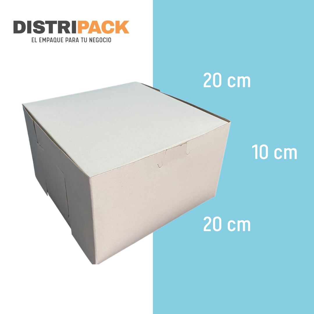 CAJA PARA PASTEL BLANCA 8" 20X20X13 CMS