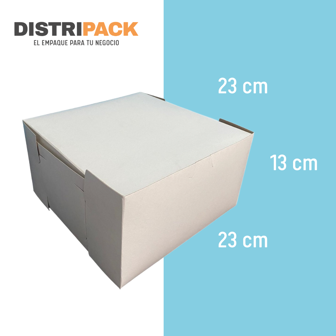 CAJA PARA PASTEL BLANCA 9" 23X23X13 CMS