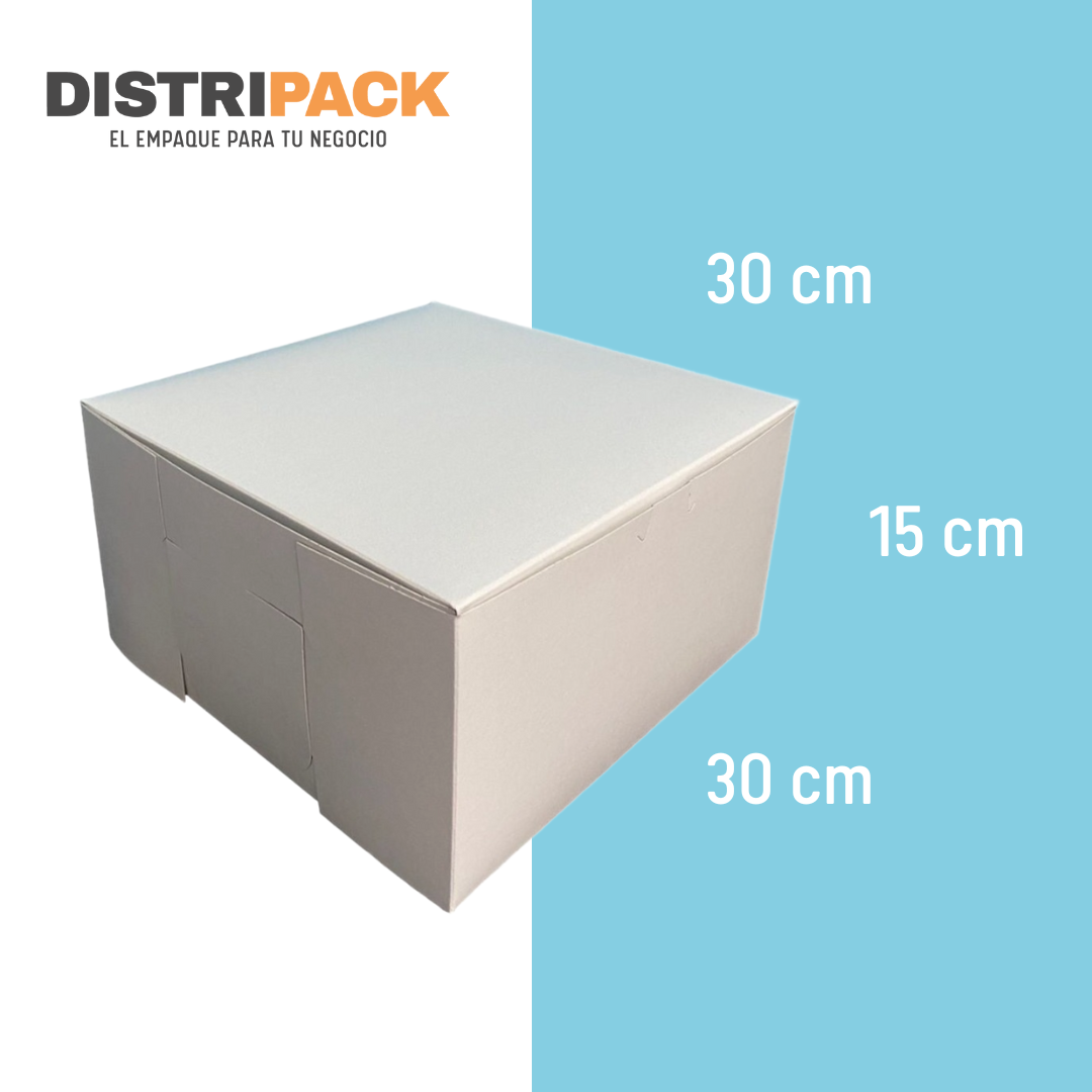 CAJA PARA PASTEL BLANCA 12" 30X30X15 CMS