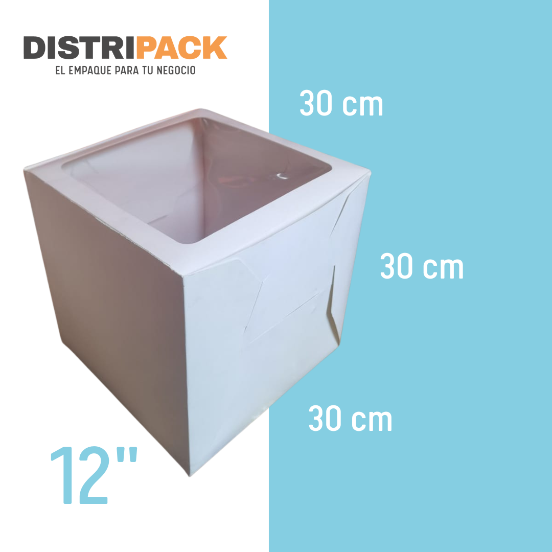 CAJA PARA PASTEL VENTANA 12" 30X30X30 CMS