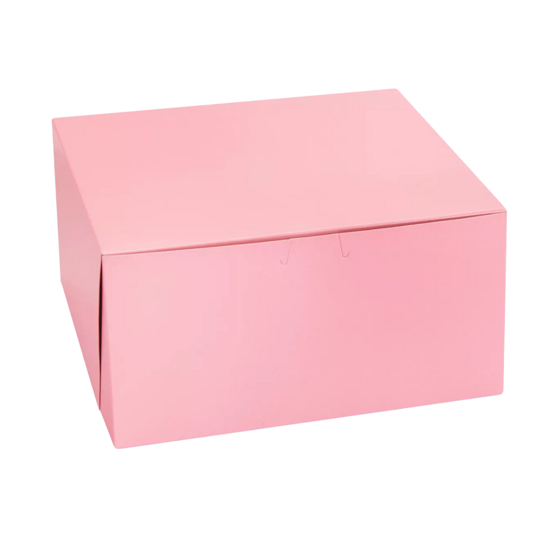 CAJA PARA PASTEL ROSA 10" 25X25X13 CMS