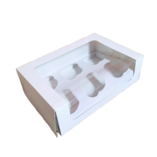 CAJA CUPCAKE 6 PZS BLANCA Autoarmable 24X16X8 CMS