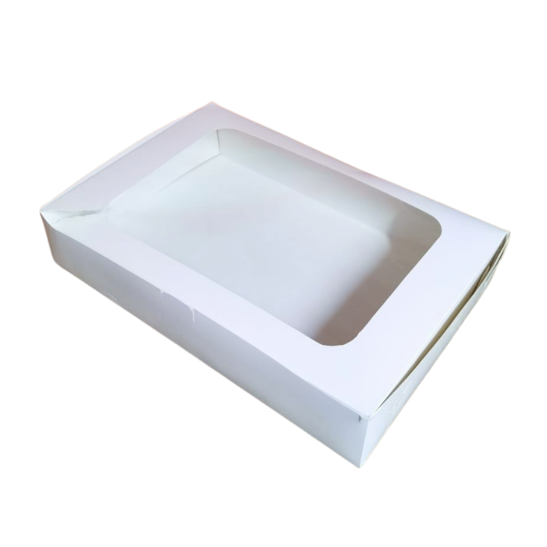 CAJA BLANCA CON VENTANA 41X28X8 CMS