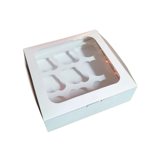 CAJA CUPCAKE 9 PZS BLANCA 24X24X8 CMS