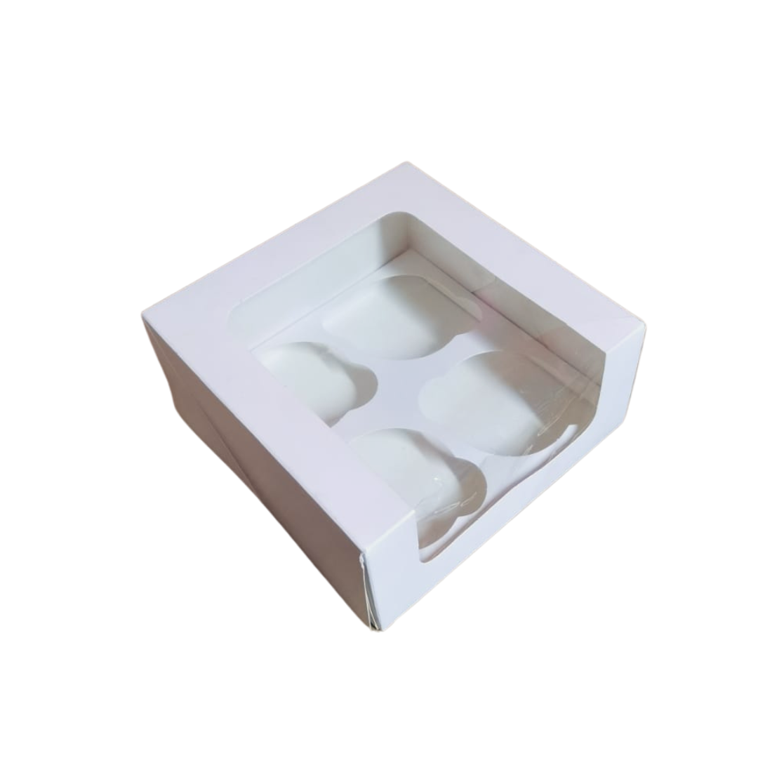 CAJA CUPCAKE 4 PZ BLANCA autoarmable 16X16X8 CMS