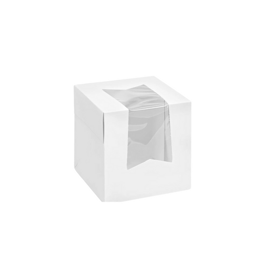 CAJA CUPCAKE 1 PZ BLANCA Ventana Cruzada 10X10X10 CMS