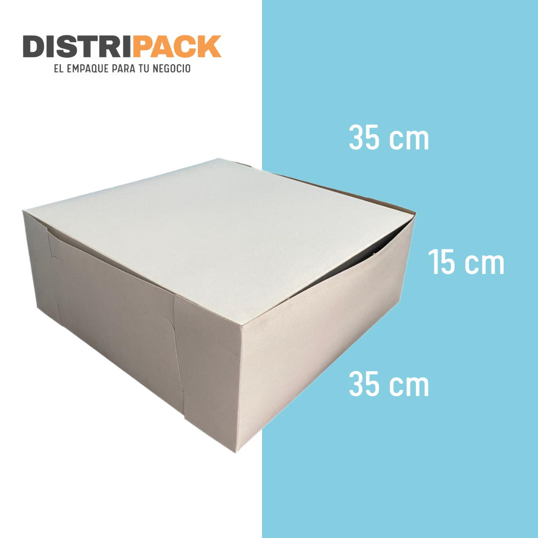 CAJA PARA PASTEL BLANCA 14" 35X35X14 CMS